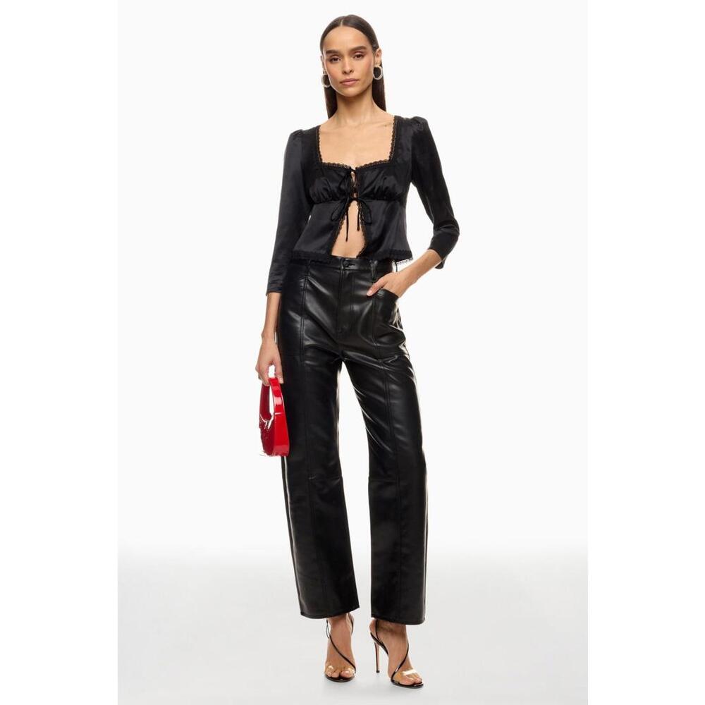Reformation Lucinda Silk Top Size 8 Black
